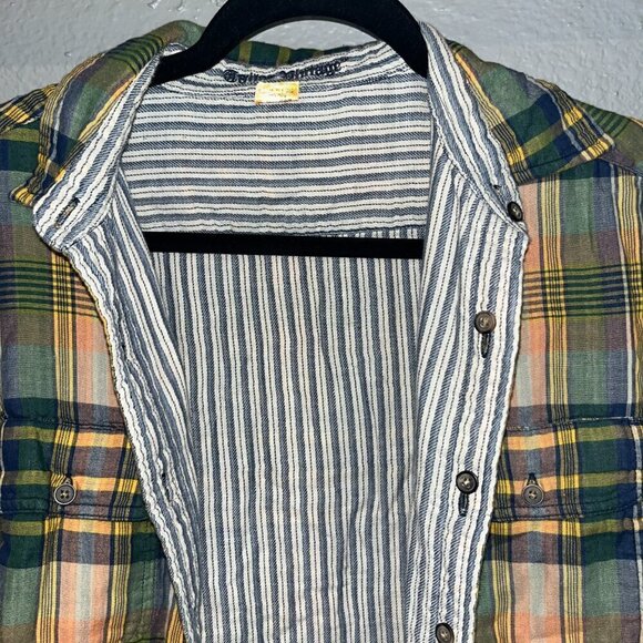 TAILOR VINTAGE 100% Cotton Reversible Long Sleeve Button Down Plaid Shirt EUC -M - Picture 6 of 12